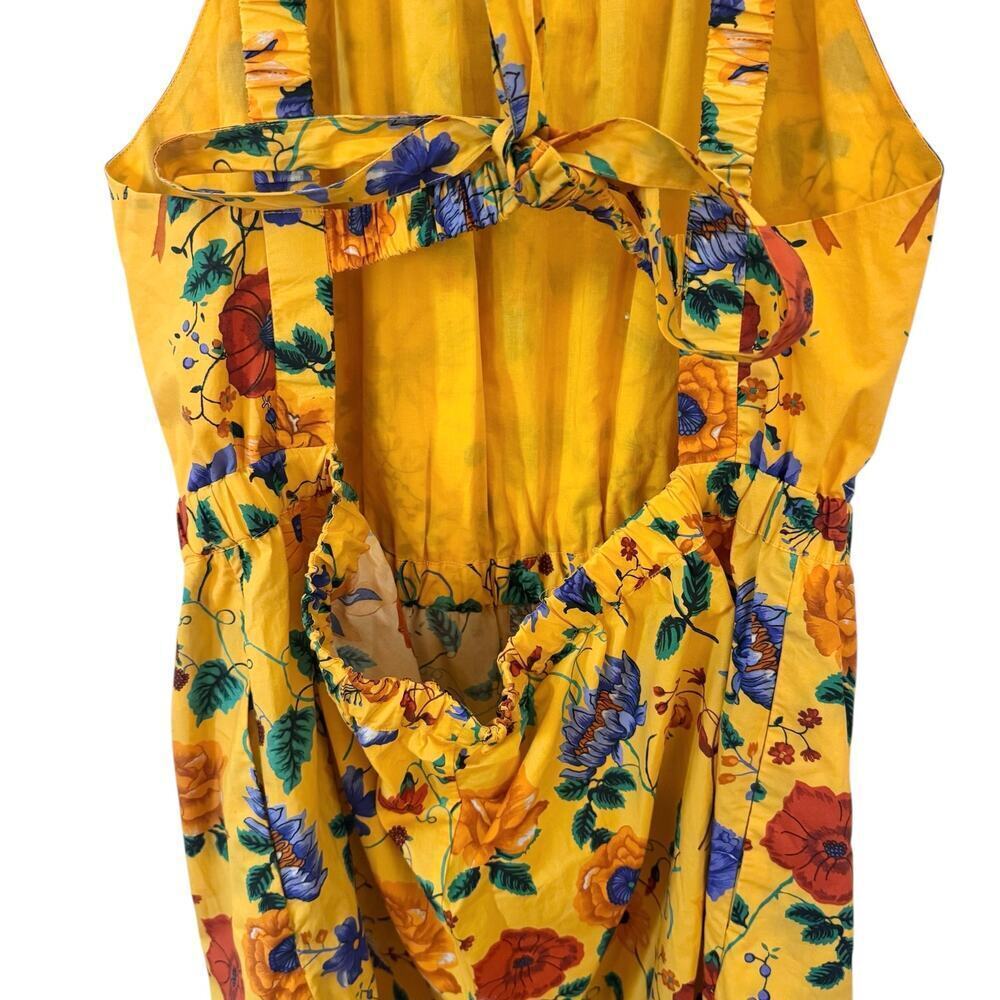 NWT Cara Cara Columba Floral Print Cotton Poplin Playsuit Jumper Yellow Sz XL - Picture 10 of 12